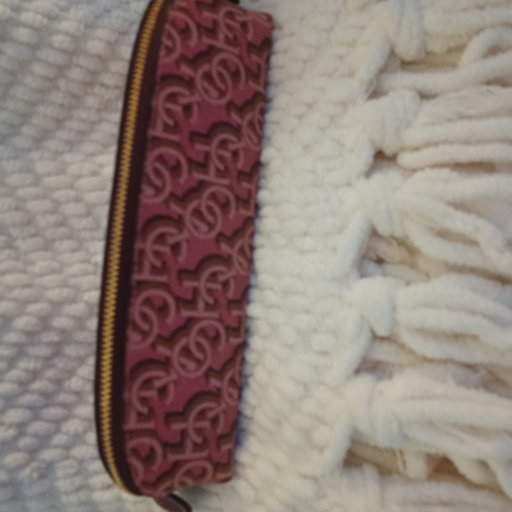 Pink Embossed Logo Clutch